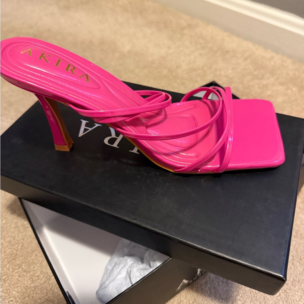AKIRA Hot Pink Strappy Heels